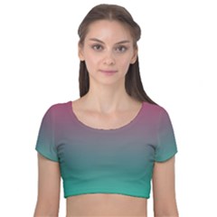 Teal Sangria Velvet Short Sleeve Crop Top  by SpangleCustomWear