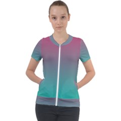 Teal Sangria Short Sleeve Zip Up Jacket