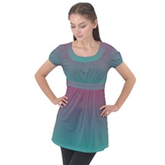 Teal Sangria Puff Sleeve Tunic Top