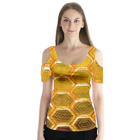 Hexagonal Windows Butterfly Sleeve Cutout Tee  by essentialimage365