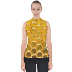 Hexagonal Windows Mock Neck Shell Top