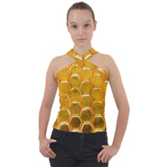 Hexagonal Windows Cross Neck Velour Top by essentialimage365