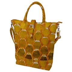 Hexagonal Windows Buckle Top Tote Bag