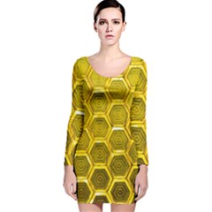 Hexagon Windows Long Sleeve Velvet Bodycon Dress