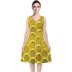 Hexagon Windows V-neck Midi Sleeveless Dress  by essentialimage365