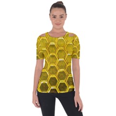 Hexagon Windows Shoulder Cut Out Short Sleeve Top by essentialimage365