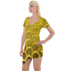 Hexagon Windows Short Sleeve Asymmetric Mini Dress by essentialimage365