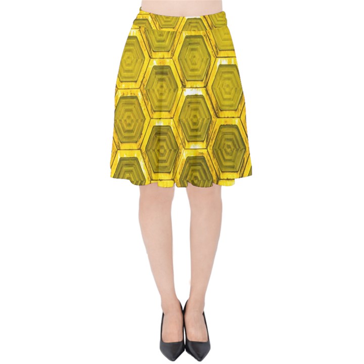 Hexagon Windows Velvet High Waist Skirt