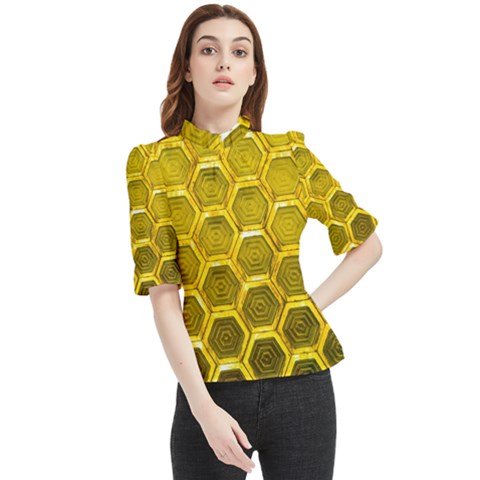 Hexagon Windows Frill Neck Blouse by essentialimage365