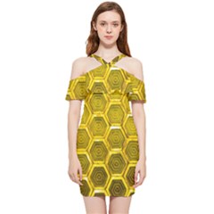 Hexagon Windows Shoulder Frill Bodycon Summer Dress by essentialimage365