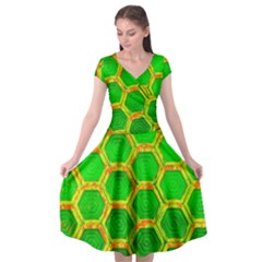 Hexagon Window Cap Sleeve Wrap Front Dress by essentialimage365