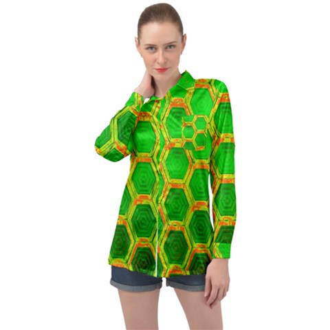 Hexagon Window Long Sleeve Satin Shirt by essentialimage365