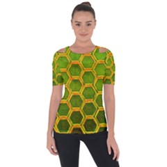 Hexagon Windows Shoulder Cut Out Short Sleeve Top by essentialimage365