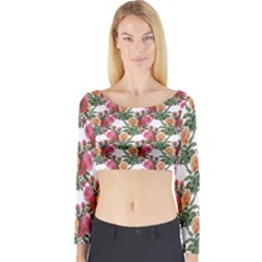 Flowers Pattern Long Sleeve Crop Top by goljakoff