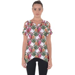 Flowers Pattern Cut Out Side Drop Tee by goljakoff