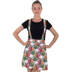 Flowers Pattern Velvet Suspender Skater Skirt by goljakoff