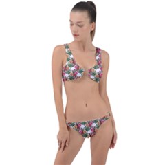 Flowers Pattern Ring Detail Crop Bikini Set by goljakoff