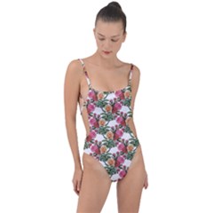 Flowers Pattern Tie Strap One Piece Swimsuit by goljakoff