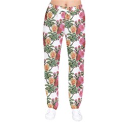 Flowers Pattern Women Velvet Drawstring Pants by goljakoff