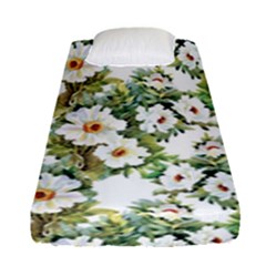 White Flowers Fitted Sheet (single Size) by goljakoff