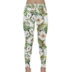 White Flowers Classic Yoga Leggings by goljakoff