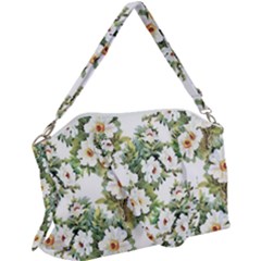 White Flowers Canvas Crossbody Bag by goljakoff