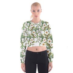 White Flowers Cropped Sweatshirt by goljakoff