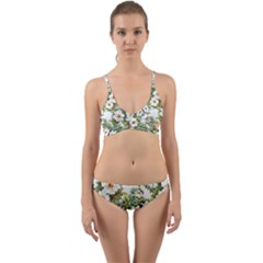 White Flowers Wrap Around Bikini Set by goljakoff