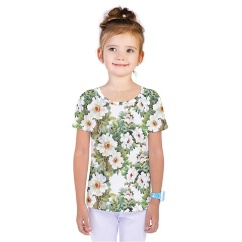 White Flowers Kids  One Piece Tee by goljakoff