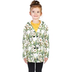 White Flowers Kids  Double Breasted Button Coat by goljakoff