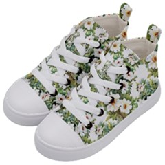 White Flowers Kids  Mid-top Canvas Sneakers by goljakoff