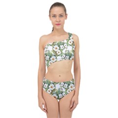 White Flowers Spliced Up Two Piece Swimsuit by goljakoff