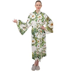 White Flowers Maxi Velour Kimono by goljakoff