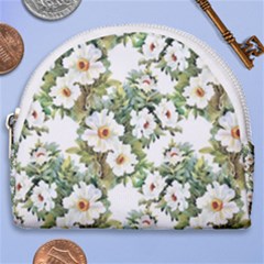 White Flowers Horseshoe Style Canvas Pouch by goljakoff