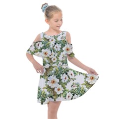 White Flowers Kids  Shoulder Cutout Chiffon Dress by goljakoff