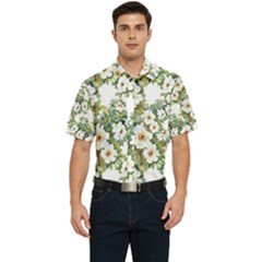 White Flowers Men s Short Sleeve Pocket Shirt  by goljakoff