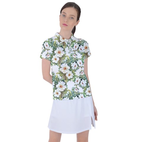 White Flowers Women s Polo Tee by goljakoff