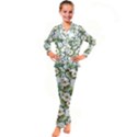 White flowers Kid s Satin Long Sleeve Pajamas Set View1