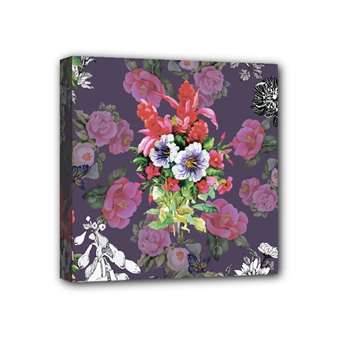 Purple Flowers Mini Canvas 4  X 4  (stretched)