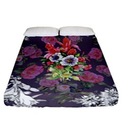 Purple Flowers Fitted Sheet (california King Size) by goljakoff