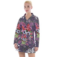 Purple Flowers Women s Long Sleeve Casual Dress by goljakoff