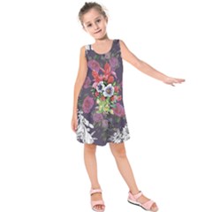 Purple Flowers Kids  Sleeveless Dress by goljakoff