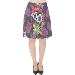 Purple Flowers Velvet High Waist Skirt by goljakoff