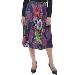 Purple Flowers Classic Velour Midi Skirt  by goljakoff