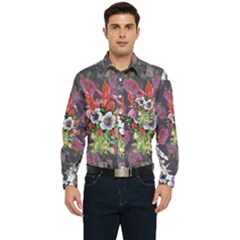 Purple Flowers Men s Long Sleeve Pocket Shirt  by goljakoff