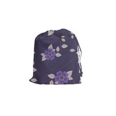 Purple Flowers Drawstring Pouch (small) by goljakoff