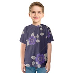 Purple Flowers Kids  Sport Mesh Tee