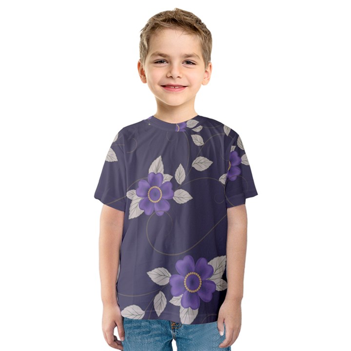 Purple flowers Kids  Sport Mesh Tee