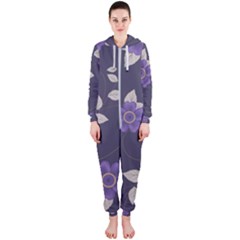 Purple Flowers Hooded Jumpsuit (ladies)  by goljakoff