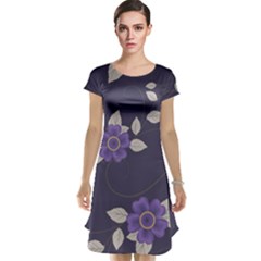 Purple Flowers Cap Sleeve Nightdress by goljakoff